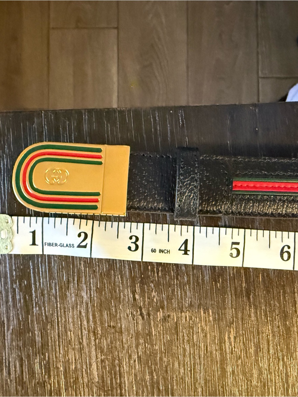 Gucci Men's 105/42 Black Blue Red Web Stripe GG Buckle Belt - Picture 6 of 9